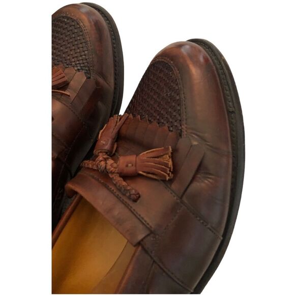 Allen Edmonds Cody Loafers 11.5 Brown Leather Tassel Kiltie Woven Classic Men’s - Picture 3 of 15